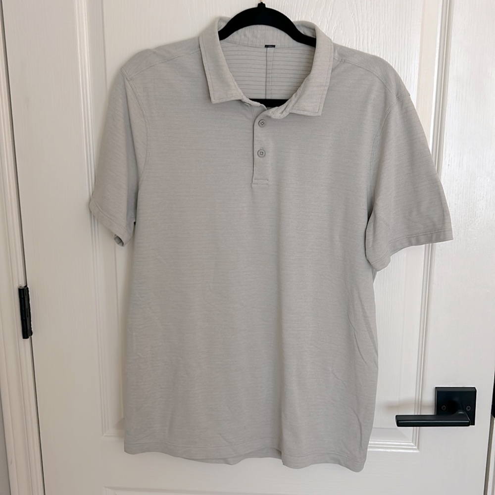 Lululemon Evolution Short- Sleeved Polo Shirt- Pique Fabric Heather Raw Linen L